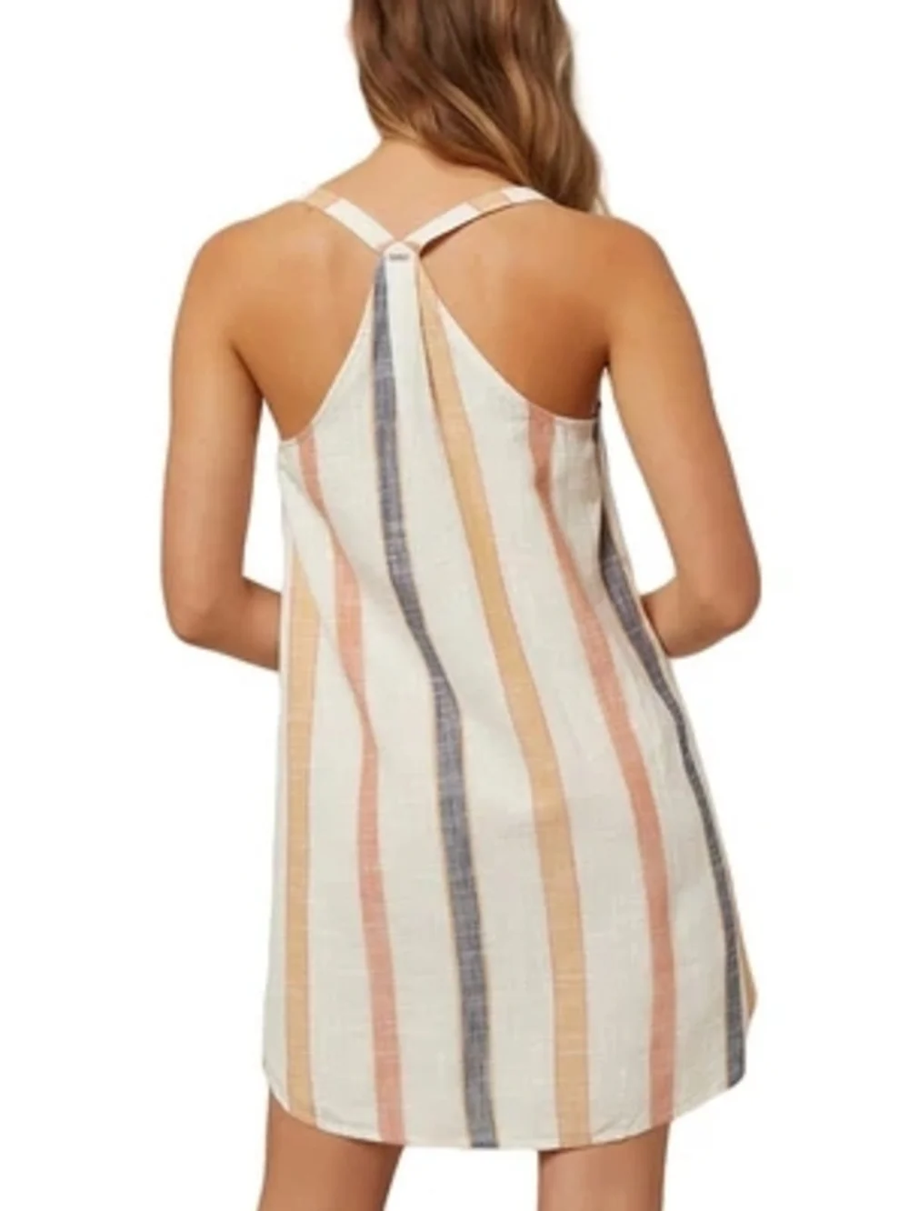 O'Neill Drey Multi Striped Dray Mini Dress Cross Back Straps Size Small NWT - Picture 3 of 10